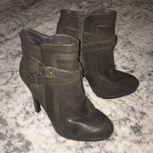 Grey Buckled Zip Up Booties